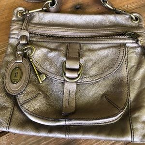 Fossil metallic deep gold crossbody